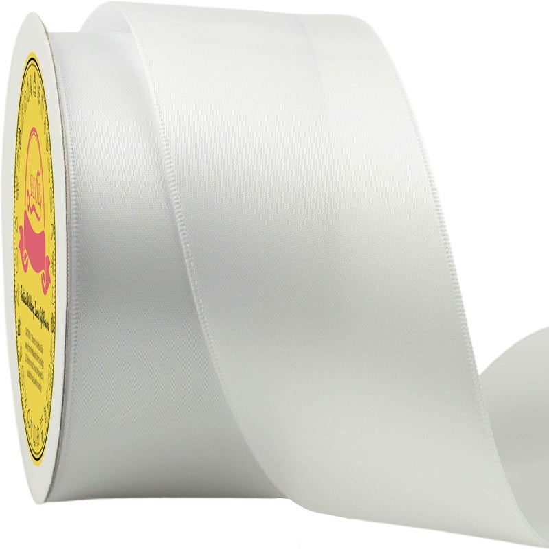 LEEQE Double Face Satin Ribbon 2 inch X 25 Yards Polyester White Ribbon for Gift Wrapping Very Suitable for Weddings Party Hair Bow Invitation Decorations and More - Image 4